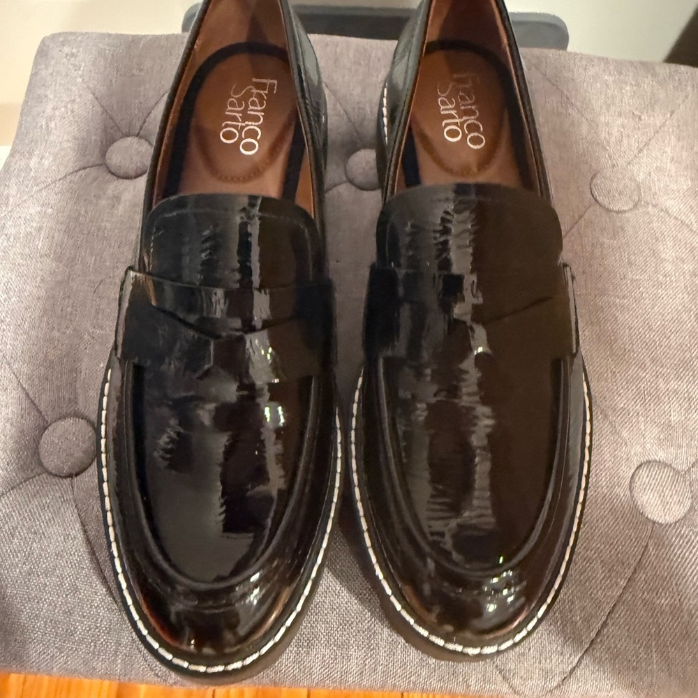 Franco Sarto Black Patent Loafers